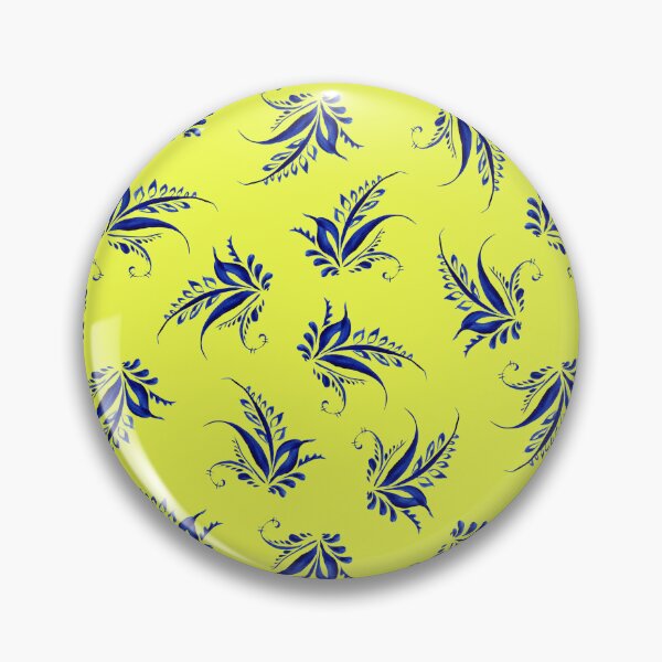 Item preview, Petrikyvka blue twig. An interesting plant print for your creativity, for printing on things, on fabric designed and sold by Sunflower-7.