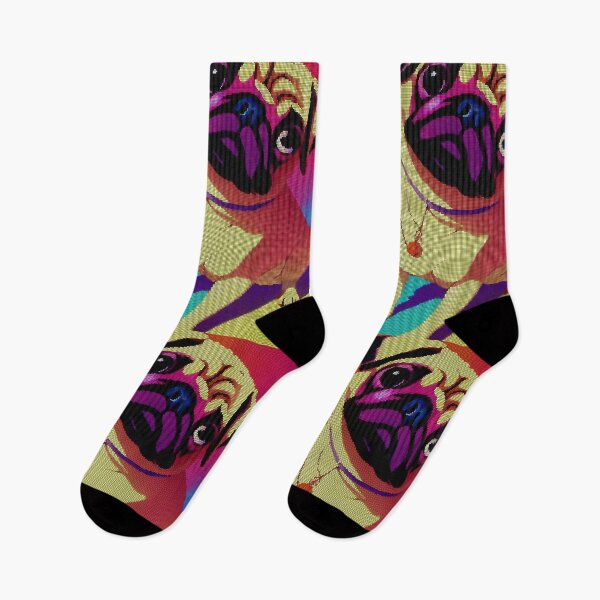 Artikelvorschau, Neon Colorful Abstract Pug 8-bit Pixel Art entworfen und verkauft von PixelDripped.