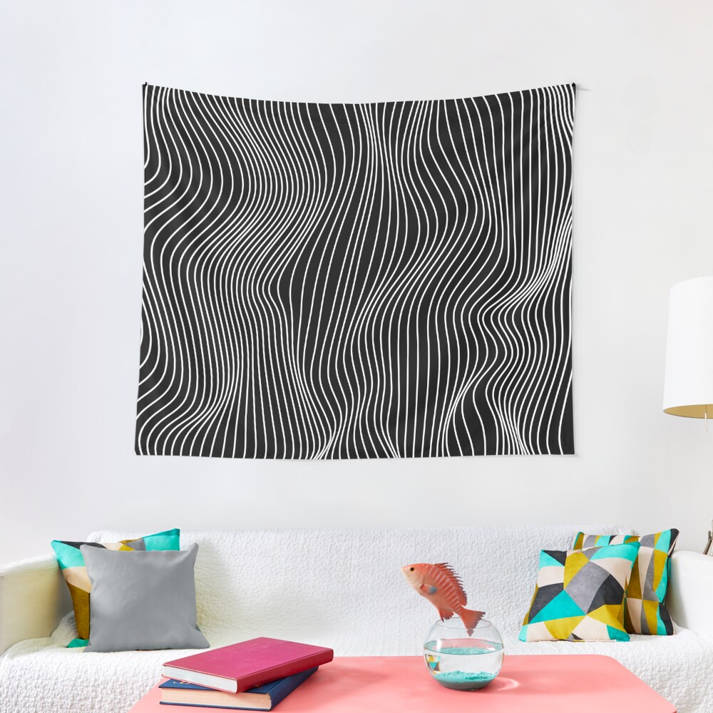 Optical Illusion Minimal Lines Tapestry