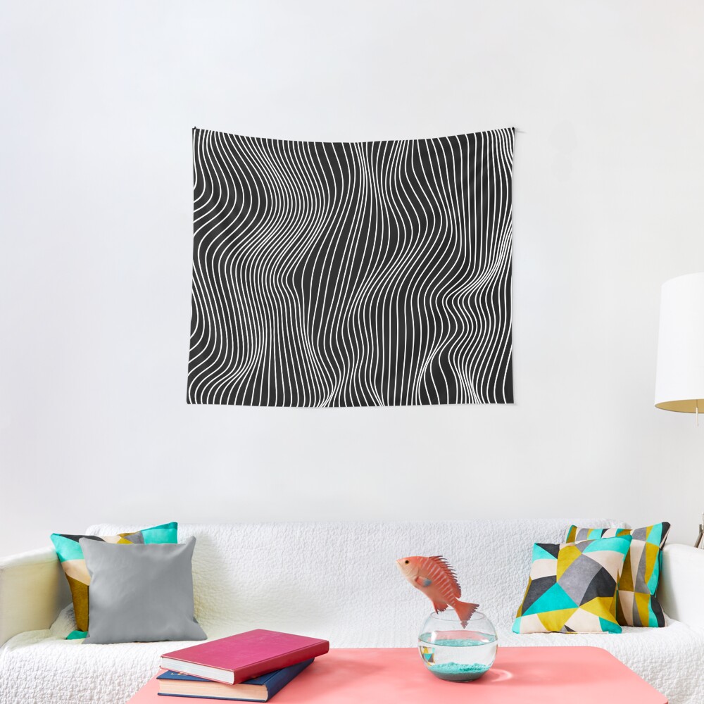 Optical Illusion Minimal Lines Tapestry