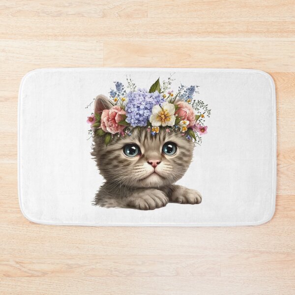 Item preview, Kitten with flowers designed and sold by luisraultg.