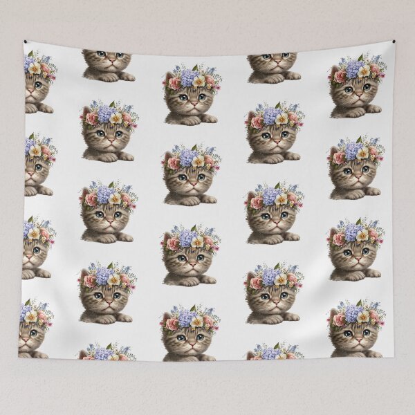 Item preview, Kitten with flowers designed and sold by luisraultg.