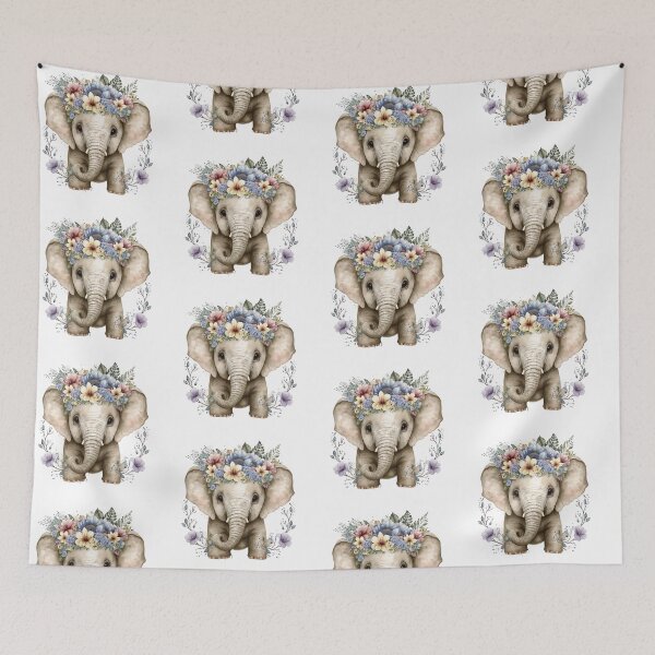 Item preview, Baby elephant with flowers designed and sold by luisraultg.
