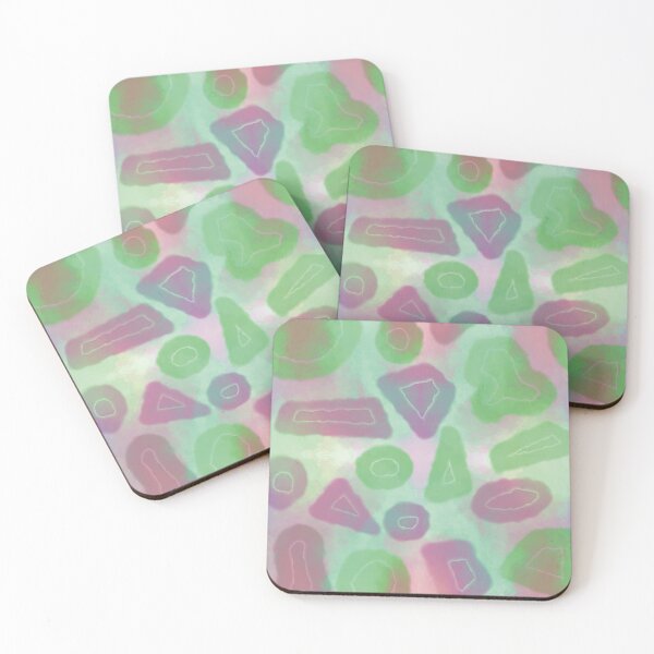Item preview, Abstract random geometrical shapes green neon seamless pattern designed and sold by chuckletuckle.