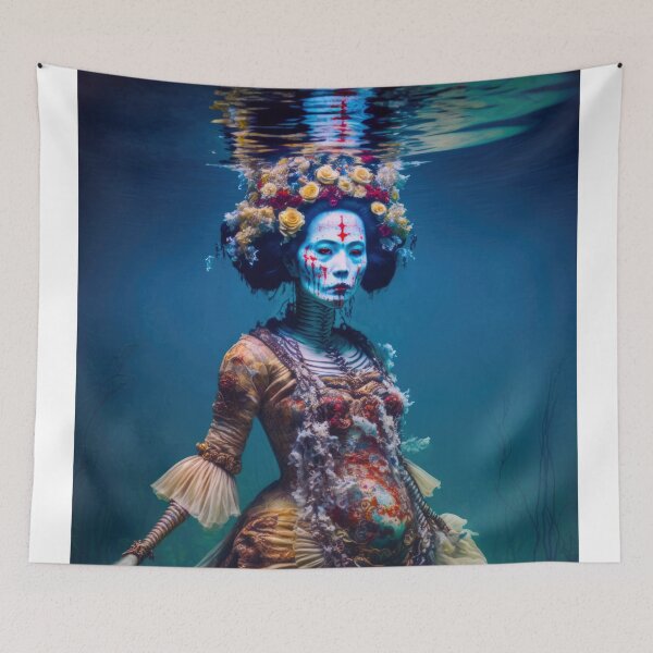 Item preview, Geisha zombie underwater in a Louis XIV style dress  designed and sold by MartianBunnyH.