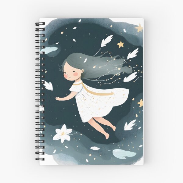 Item preview,  Ethereal White Dress Girl Soaring Amongst Stars and Flowers designed and sold by Anicue.