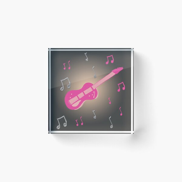 Item preview, Pink Guitar with Music Notes designed and sold by fairytalearrrt.