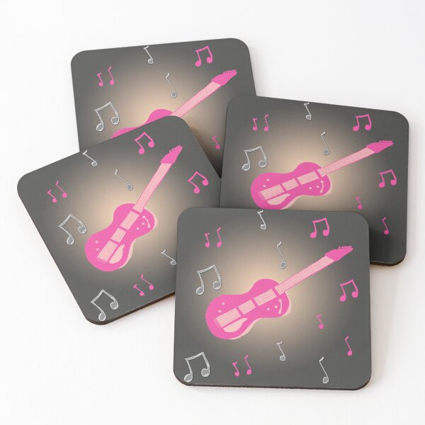 Item preview, Pink Guitar with Music Notes designed and sold by fairytalearrrt.
