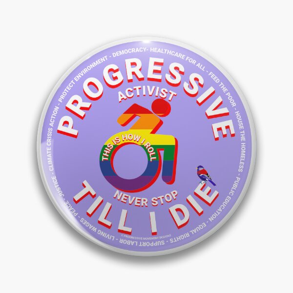 Item preview, PMD00440 Progressive Movement Designs wheelchair symbol for LGBTQ Progressive activist or disability accessibility rights supporters designed and sold by ProgressiveLeft.