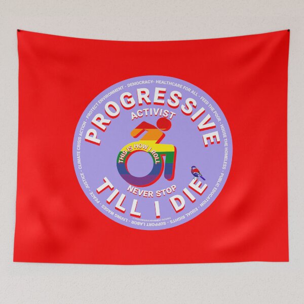 Item preview, PMD00440 Progressive Movement Designs wheelchair symbol for LGBTQ Progressive activist or disability accessibility rights supporters designed and sold by ProgressiveLeft.