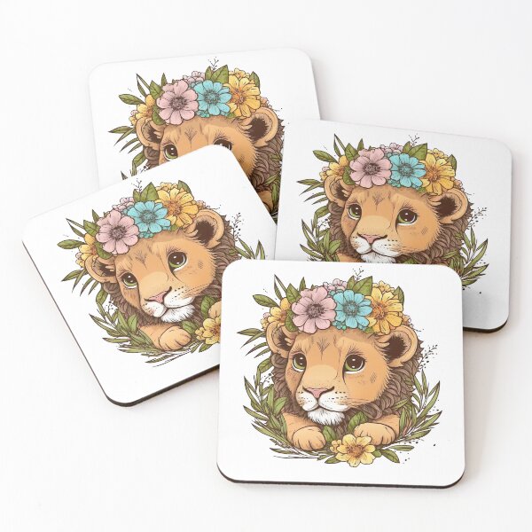 Item preview, Lion cub with flowers designed and sold by luisraultg.