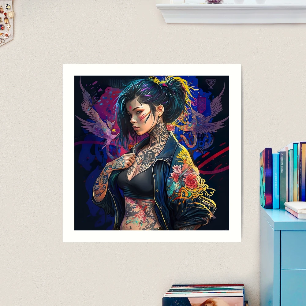 Japanese woman with tattoos