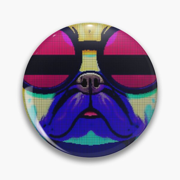 Artikelvorschau, Neon Colorful Abstract Pug 8-bit Pixel Art entworfen und verkauft von PixelDripped.