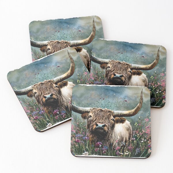 Item preview, Beautiful hyland cow farm cows floral decor barn livestock heifer watercolor  designed and sold by tiffanator606.