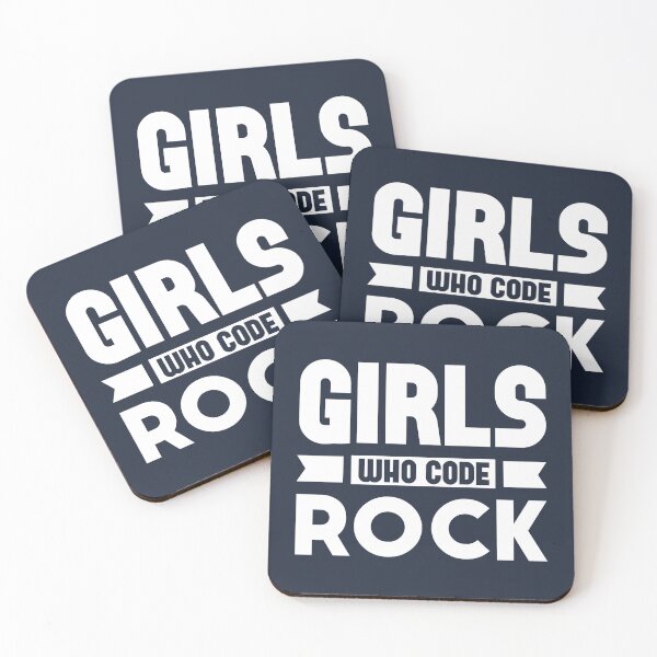 Item preview, Girls Who Code Rock, White on Navy Blue designed and sold by sweetbelle.