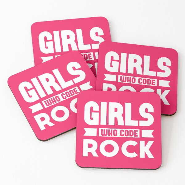 Item preview, Girls Who Code Rock, White on Hot Pink designed and sold by sweetbelle.