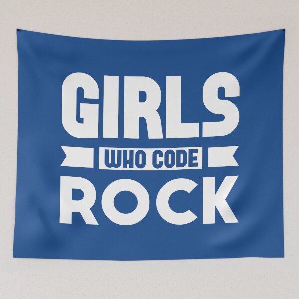 Item preview, Girls Who Code Rock, White on Blue designed and sold by sweetbelle.