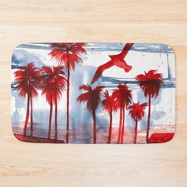 Item preview, Nature and landscape, blue and magenta abstract landscape, palms designed and sold by anaozzart.