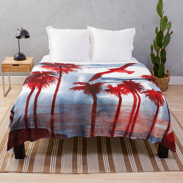 Item preview, Nature and landscape, blue and magenta abstract landscape, palms designed and sold by anaozzart.