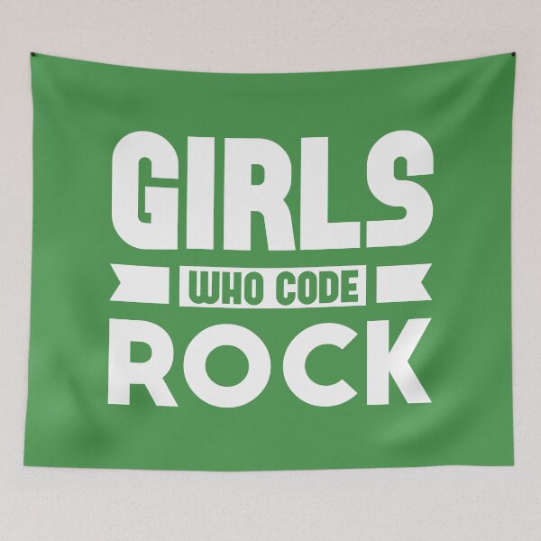 Item preview, Girls Who Code Rock, White on Green designed and sold by sweetbelle.