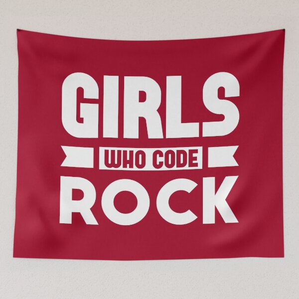 Item preview, Girls Who Code Rock, White on Red designed and sold by sweetbelle.