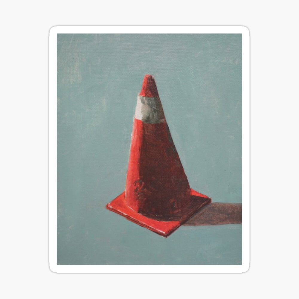 Traffic Cone Oil Painting Poster