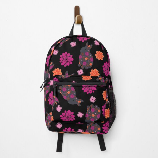 Item preview, Pink and Orange Floral Rabbits on Black designed and sold by dKarthdesign.
