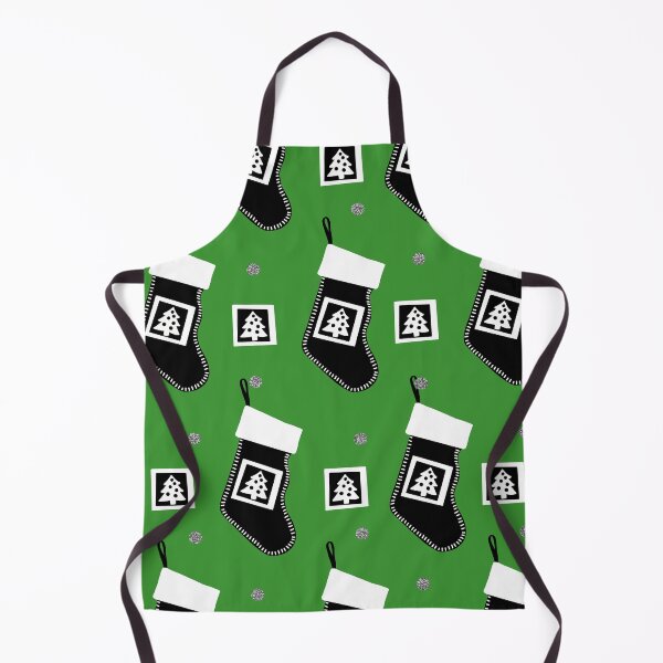 Item preview, Black and White Christmas Stockings on Green  designed and sold by dKarthdesign.