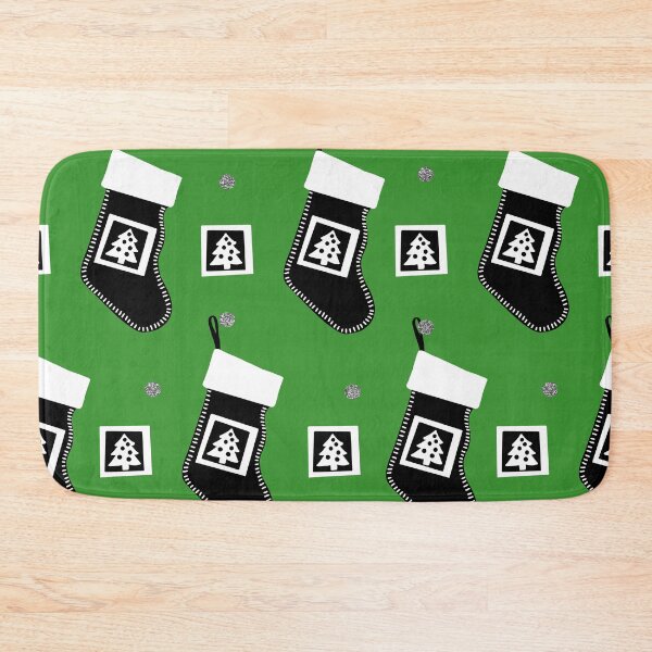 Item preview, Black and White Christmas Stockings on Green  designed and sold by dKarthdesign.