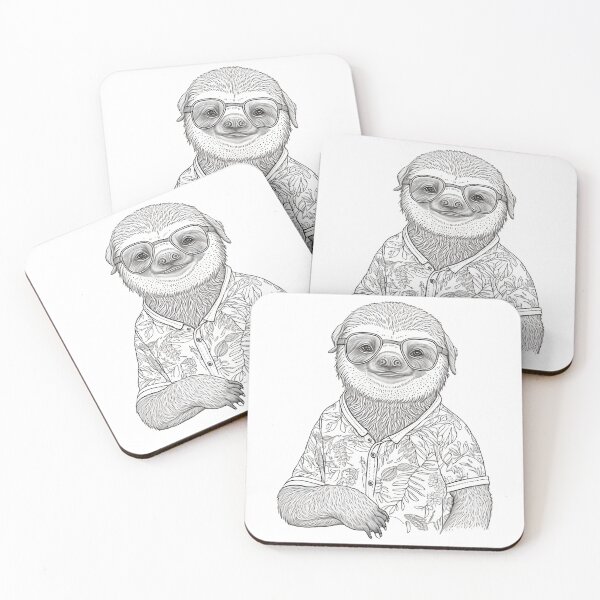 Item preview, Sloth human style Smart Sloth with glasses & hawaii shirt designed and sold by MaxEXP.