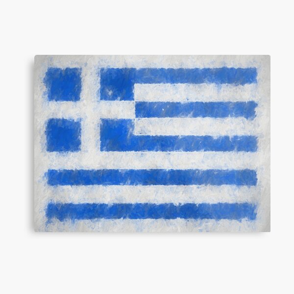 Greece Flag Reworked No. 66, Series 4 Metal Print