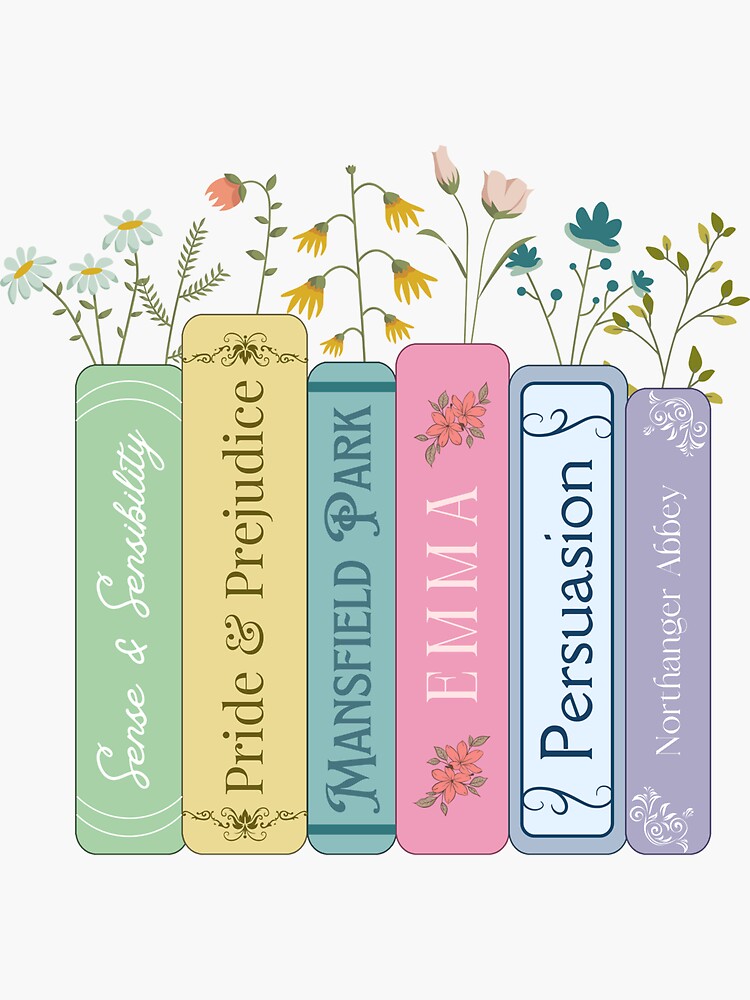 Jane Austen Books Sticker