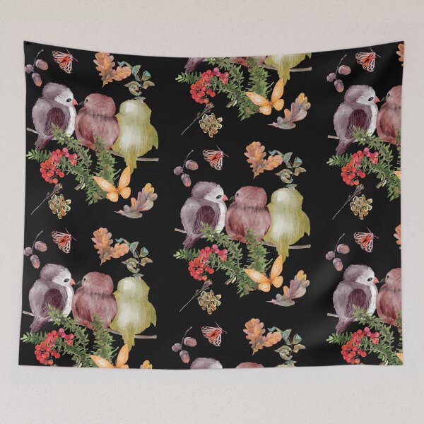 Item preview, Cute Birds On A Twig Watercolor Colorful Nature Design designed and sold by EarthArtDesigns.