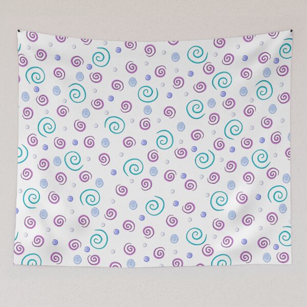 Item preview, Aqua and Purple Swirls on White  designed and sold by dKarthdesign.