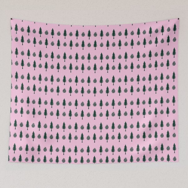 Item preview, Pine Trees, Pinecones, Green and Pink, Small Pattern designed and sold by SpruceGooseCo.