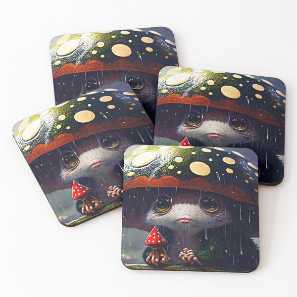 Item preview, Toadstool Man in the Rain Cute Fun Guy Fungi designed and sold by Vicki Noble Art.