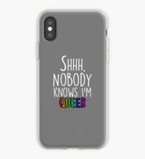 Shhh Nobody Knows I'm Queer (white) iPhone Case