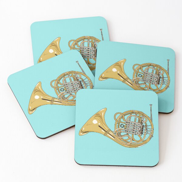 Item preview, French horn cartoon illustration designed and sold by Misscartoon.