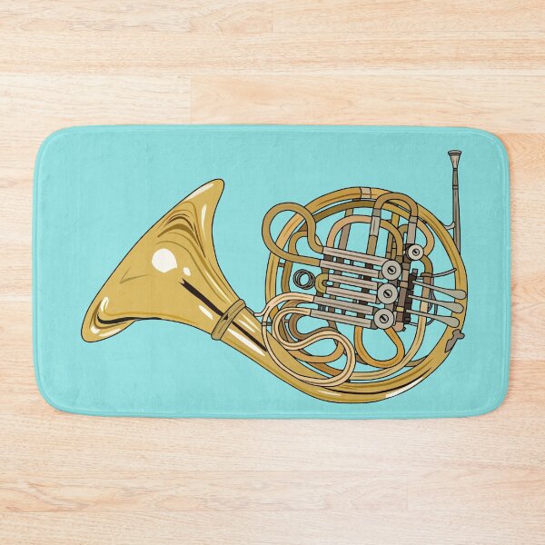 Item preview, French horn cartoon illustration designed and sold by Misscartoon.