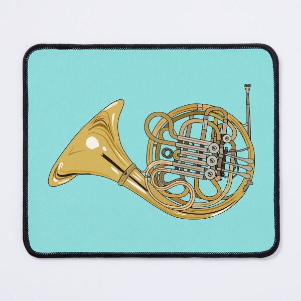 Item preview, French horn cartoon illustration designed and sold by Misscartoon.