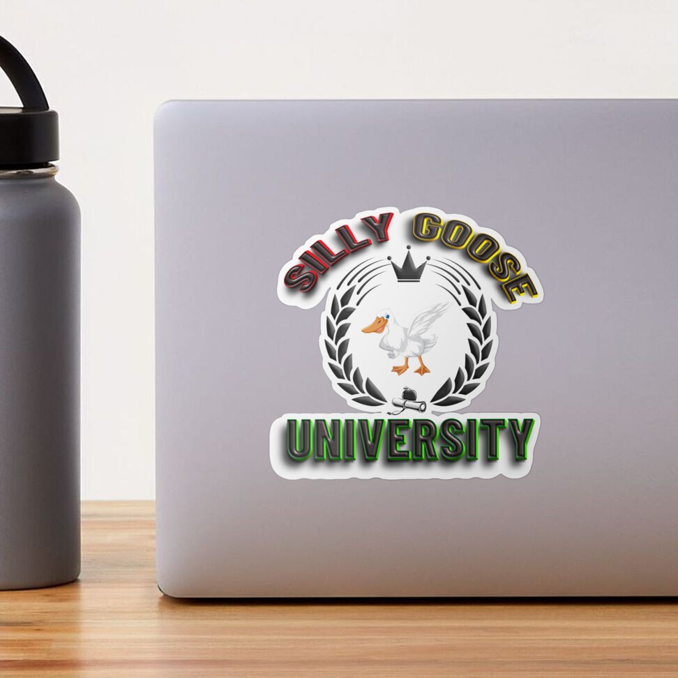 Silly Goose University  Sticker for Sale by Jalib