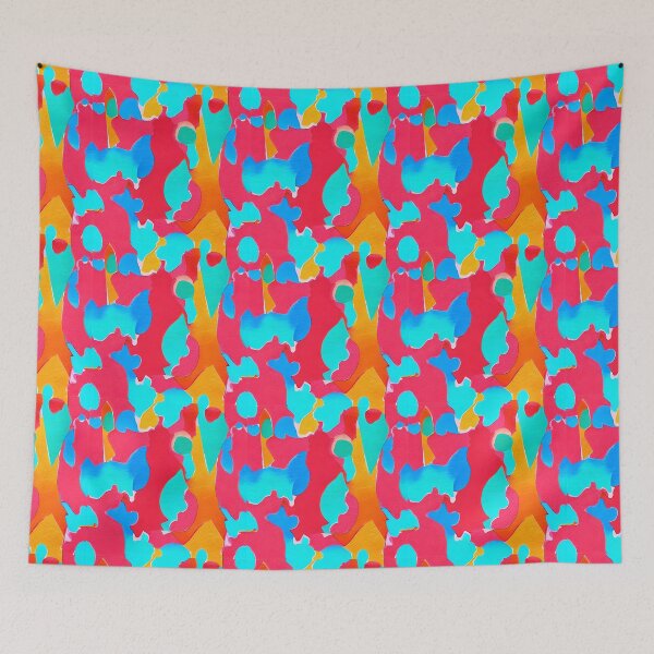 Item preview, 1940s Inspired Textile Print | Multicolored Abstract Watercolor Shapes designed and sold by clubnoirai.