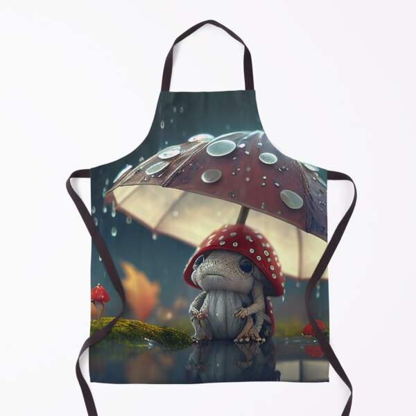 Item preview, Little Toadstool Creature Sheltering from the Rain with a Red Amanita Mushroom Umbrella designed and sold by Vicki Noble Art.