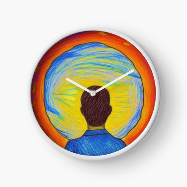 Solar circle, the sky around - This is a drawing of a boy. He drew on a piece of paper And signed in the corner: May there always be sunshine! Clock