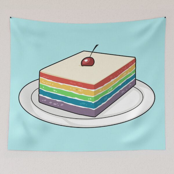 Item preview, Rainbow cake cartoon illustration designed and sold by Misscartoon.