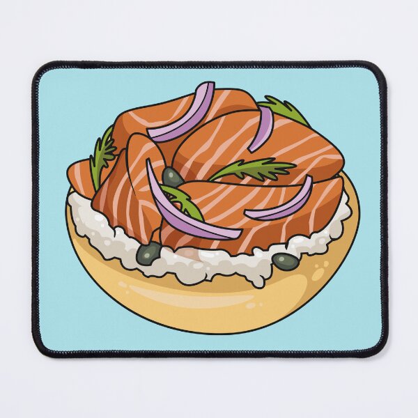 Item preview, Salmon bagel cartoon illustration designed and sold by Misscartoon.