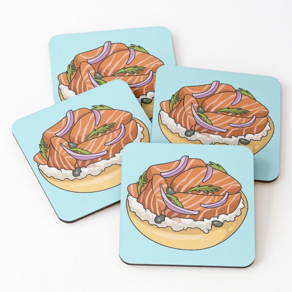 Item preview, Salmon bagel cartoon illustration designed and sold by Misscartoon.