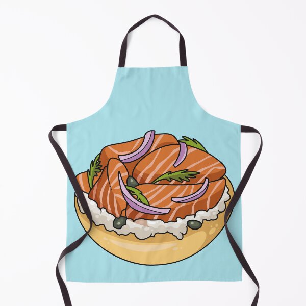 Item preview, Salmon bagel cartoon illustration designed and sold by Misscartoon.