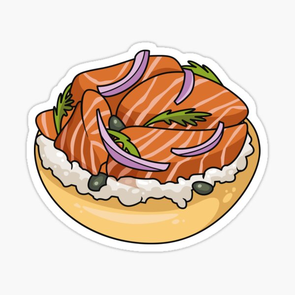 Vista previa del artículo con la obra «Ilustración de dibujos animados de bagel de salmón», diseñado y vendido por Misscartoon.