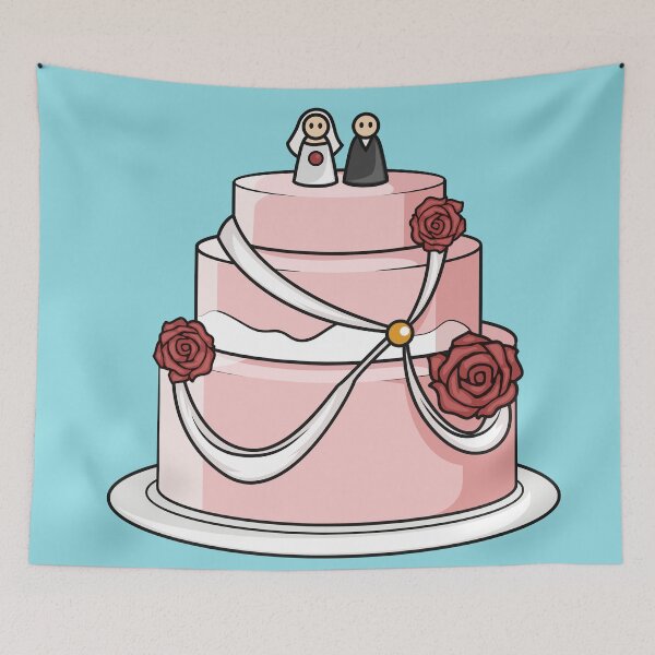 Item preview, Wedding cake cartoon illustration designed and sold by Misscartoon.
